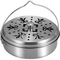 Support Bobine Anti Moustique,Porte encens en métal Porte Bobine avec Couvercle et poignée Boîte dencens Ronde