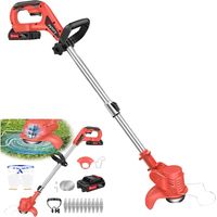 Tondeuse à gazon à batterie sans fil, débroussailleuse/tondeuse à gazon électrique à batterie 21V, débroussailleuse sans fil, tondeuse électrique, tondeuse de jardin, rouge
