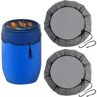Pair Filet Anti-Moustique pour Récupérateur d'Eau de Pluie 2 Pièces, Couvercle de Tonneau Ajustable, Filet de Protection contre Feuilles et Larves de Moustiques, Filet de Protection 95cm