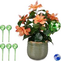 6x Set Sfere per Irrigazione, Dosatori di Piante, Annaffiatori per Ufficio, Vacanza, Ø 9 cm, Vetro, Verdi