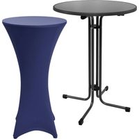 Table haute Outdoor Sylt, pliable, Ø70cm, bleu, avec housse