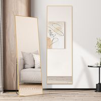 Standspiegel – Rattantree – 162 x 52 cm – Ganzkörperspiegel – rechteckiger Standspiegel – gehärtetes Glas – Rahmen aus Aluminiumlegierung – für Schlafzimmer, begehbaren Kleiderschrank – Gold