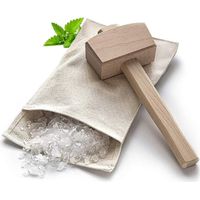 Bag and Marteau brise-glace manuel en coton écrasé réutilisable avec accessoires en bois Kit d'accessoires de bar pour Crushes Ice Dried Ice Dried ice (2 pcs)