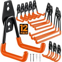 Set mit 12 Garagenhaken, robuste Wandhaken aus Stahl, Halterung und Organizer für Elektrowerkzeuge, Leitern, sperrige Gegenstände, Fahrräder, Seile und andere Ausrüstung.