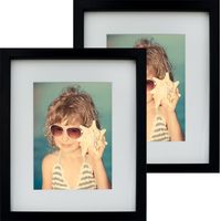 Lot de 2 cadres photo basiques 20x25 avec passe-partout 13x18, cadre noir