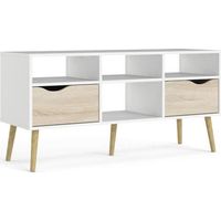 Mobile TV - 4 vani 2 cassetti - Bianco / Rovere - 117,2 x 39,1 x 57,4 cm - TVILUM