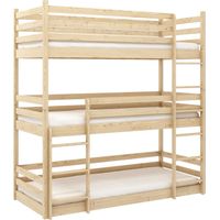 LITERA TRIPLE DE MADERA MACIZA KAYA - Natural - 90 x 190