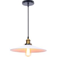 Pendant Light with Lamp Shade, Vintage Metal Hanging Ceiling Lamp, Retro Minimalist Chandelier for Kitchen Island Restaurant (White/Ø36cm) 1PCS