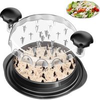Broyeur de poulet, 9,6 pouces Broyeur de poulet Outil Twister avec poignée ergonomique, antidérapant, économie d'effort, avec couvercle transparent Broyeur de nourriture