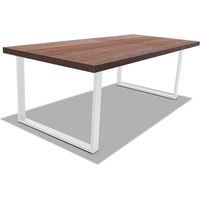 Esstisch aus Holz und Metall mit wei�en quadratischen F��en - 220x100 cm