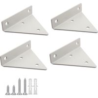 Lot de 4 supports d'étagère blancs, fixations invisibles pour étagères flottantes en bois, vis et chevilles incluses.