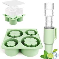 ijsblokjesvorm siliconen, ijsblokjeshouder met deksel groot, accessoires 4-vaks ijsblokjesbak voor 20-40 Oz Tumbler beker, cocktails, koffie, whisky en ijs, BPA-vrij