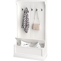 Perchero con zapatero 5 ganchos almacenaje 96x34x179,7 cm marfil
