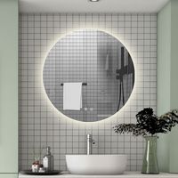 500500MM Round LED Mirror with Dimmable 3 Colors LED , Anti-fog, Memory Function, Touch and wall switch