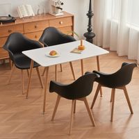 Wokaka Mesa de Comedor y Sillas - Sillas escandinavas (Lote de 2) - Mesa blanca - Sillas Negras