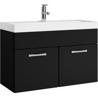 Mobile da bagno Paso 01 80cm Nero Opaco - armadio mobiletto lavabo