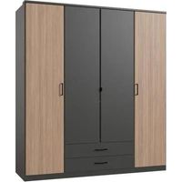 wimex AGIA Graphit Kleiderschrank mit 4 Türen und 2 Schubladen