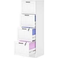 Archivador 4 cajones con cerraduras A4 y Carta 40x40x131 cm Blanco