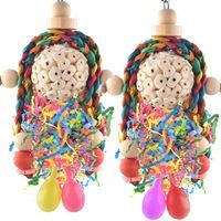 Conure Toys, 2PCS Bird Parrot Foraging Shredder Hanging Toys Sola Balls with Sand Hammer for Small Parrots Parakeets Conures Cockatiels Love Birds Cage Toy-Crezuo