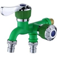 Robinet d'eau multifonction 2 en 1 avec deux vannes, Mitigeur de lavabo, robinet inverseur et séparateur - Vert