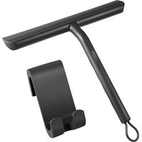 CCYKXA Shower Squeegee Streak-Free Cleaning for Glass Door, Bathroom Squeegee with Holder-21cm Black, Silicone Squeegee for Car Window, Mirror etc