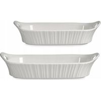 Vessia Set de 2 Plateaux Rectangulaires Blanc Porcelaine