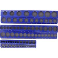 Ensemble de rangement magnétique pour clés à douille, 3 pièces, support métrique profond pour douilles standard de 1/2 pouce, 3/8 pouce et 1/4 pouce.