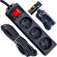 Prolunga elettrica - ciabatta nera con 3 prese, 5 m (40)