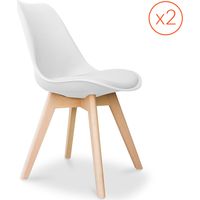 Set of 2 Denisse Scandinavian design chair with cushion - Matt White