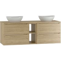 Doppelwaschtisch 140cm Viggo mit 4 Schubladen, Holzoptik