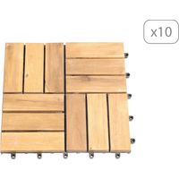 Lot de 10 dalles bois d'acacia format mosaïque finition huilée
