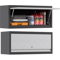 Armoire métallique avec porte à bascule, verrouillable, placard métallique suspendu, adapté aux garages, ateliers, cuisines, dimensions 35 x 66 x 30 cm (H x L x P)