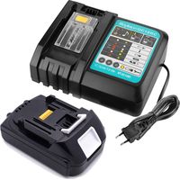 (pack de 2) Batterie 3000mAh 18V pour Makita BL1850B BL1815 BL1830 BL1860B 194205-3 194204-5 & avec interface USB Chargeur Li-Ion 3.0A pour Makita 14.4V-18V DC18RC