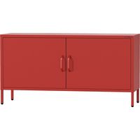 Jan Nowak Fernsehschrank ROSA TV Schrank TV mit Beinen Board für Wohnzimmer, Schlafzimmer Metall Fernsehtisch mit Türen und Stauraum, 115 x 59,5 x 40 cm, Rot