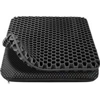 Coussin de siège en gel, orthopédique – doux et confortable avec housse en tissu lavable et antidérapante, adapté aux chaises de bureau, fauteuils roulants, sièges de voiture, noir