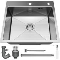 Stanew – Évier de cuisine 1 bac en acier inoxydable 40x45 cm – Design X pour drainage rapide – Coins R10 pour nettoyage facile – Montage top mount
