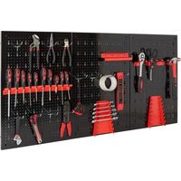 Arebos – Panneau à outils mural 3 panneaux 39x59,5cm – Acier 0,8mm – Set de 17 supports pour clés, tournevis, marteaux – Montage facile