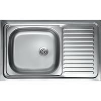 Lavello cucina vasca con gocciolatoio dx in acciaio da appoggio 50x80 cm(N216DX)