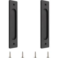 Poignée de porte coulissante rectangulaire, poignée de porte coulissante encastrée en aluminium avec vis de montage, adaptée aux portes coulissantes (noir mat, 2 pièces)