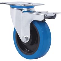 rueda giratora placa freno 10zvfd200-pgmr poliamix-goma azul eje rodillos