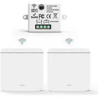 Interrupteur mural sans fil avec récepteur relais RF 433 MHz, panneau de commande 2x1 et télécommande LED ()
