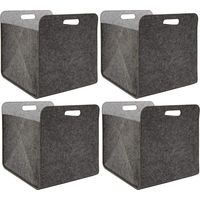 Lot de 4 Boîte de Rangement Feutre 33x33x38 cm Kallax Panier Feutrine Étagère IKEA Gris