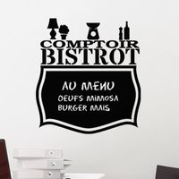 Sticker ardoise tableau noir - stickers muraux adhésif effaçable - COMPTOIR BISTROT - 70x65cm