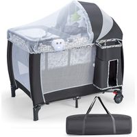 Costway – Parc bébé pliant 4 en 1 avec matelas et filet amovible – Table à langer amovible – Sac de transport avec roues verrouillables – Dimensions 99x71x111 cm