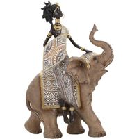 Mauro Ferretti Statuette Femme Indigène Éléphant 22.5x12x32.5 cm