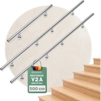 MONZANA Handlauf Edelstahl V2A Geländer Treppe Wandhandlauf Brüstung Griff 80-600cm 500cm