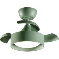 Ventilatore da Soffitto con Luce LED Integrata 22W e Pale a Scomparsa in Acrilico Colore Verde Bosco, Motore DC 40W, Diametro 55cm - Perenz