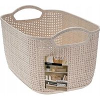 Panier beige 30 x 19,5 x 17 cm avec poignées, en plastique