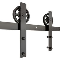 200cm Herraje para Puerta Corredera Kit de Accesorios con Rodillos y Guía de Suelopara Puertas de Granero