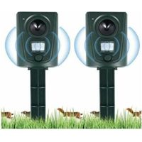 2X Répulsif Chat Jardin à Ultrasons, Répulsif Chats avec Piquet au Sol Prévenir Les Chiens et Les Chats, Les Oiseaux, pour Jardins, Champs, Pépinières, Etanche